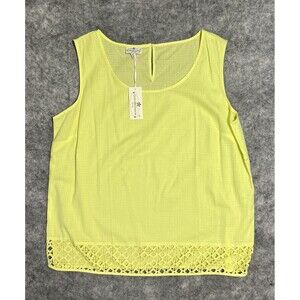 Grand & Greene With Love Top Women’s XL Lemon Eyelet Sleeveless Tank 100% Cotton